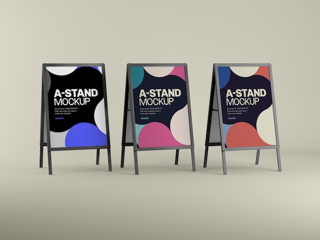 Outdoor advertising a-stand mockup with  color psd