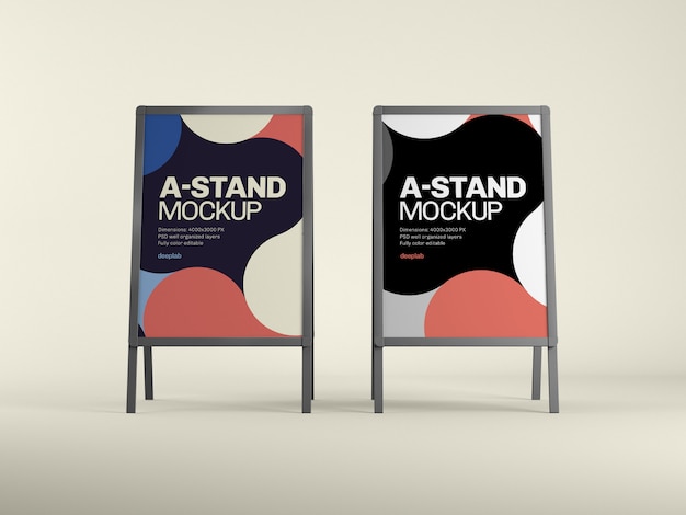 PSD outdoor advertising a-stand mockup with  color psd