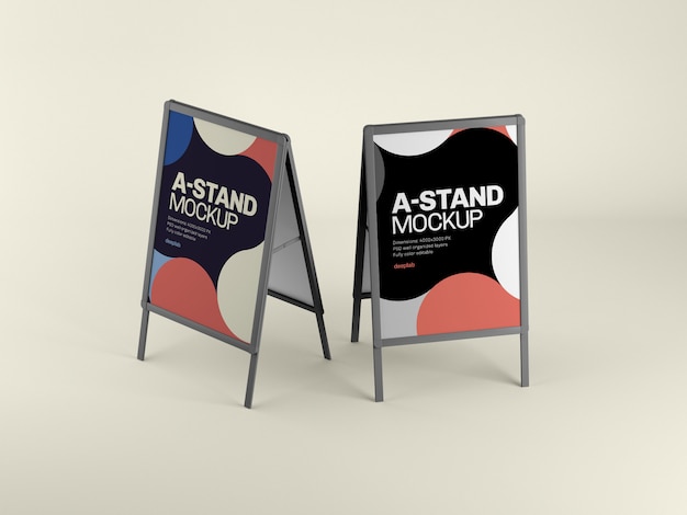 PSD mockup di stand pubblicitari esterni con psd a colori