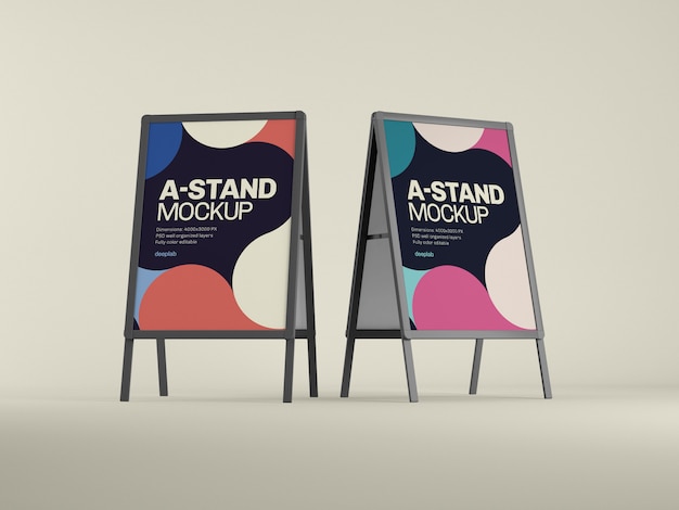 Outdoor advertising a-stand mockup with  color psd