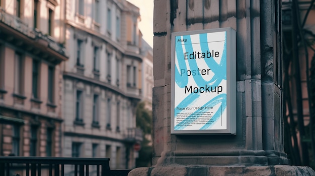 outdoor advertising on a stone facade mockup