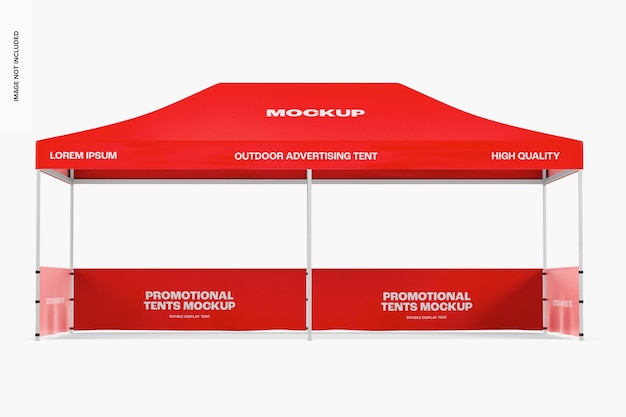 Tenda pubblicitaria per esterni mockup, vista frontale