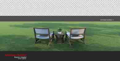 PSD outdoor armchairs on sunny lawns