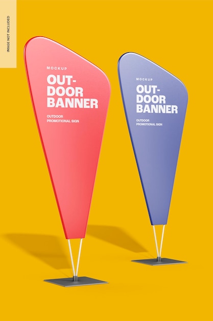 PSD outdoor banners mockup, left view