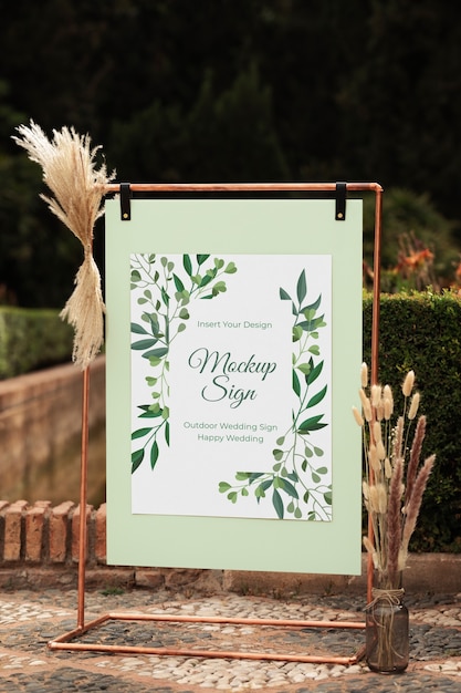 PSD outdoor bruiloft teken mockup ontwerp