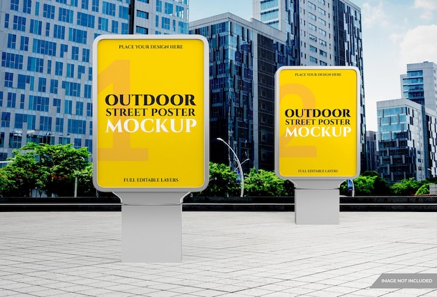 Outdoor city light advertising poster mockup