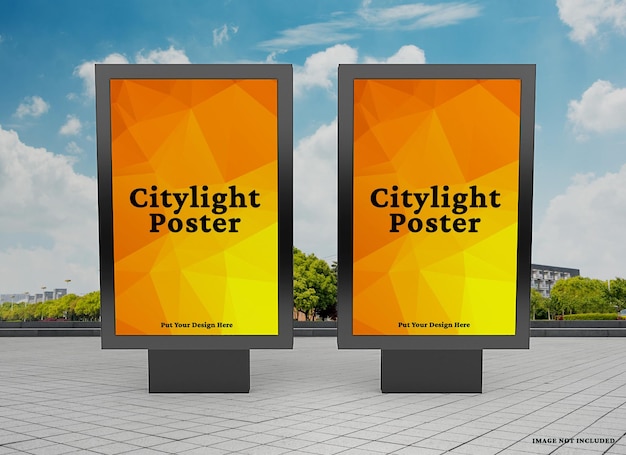 Mockup di poster per illuminazione urbana all'aperto