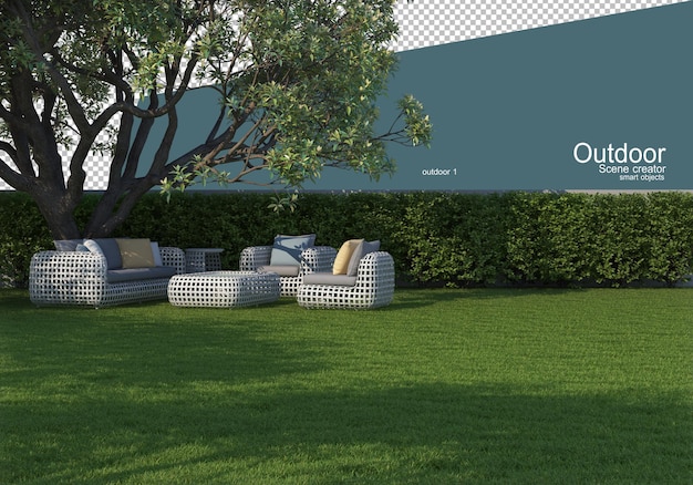 PSD outdoor furniture on the lawn