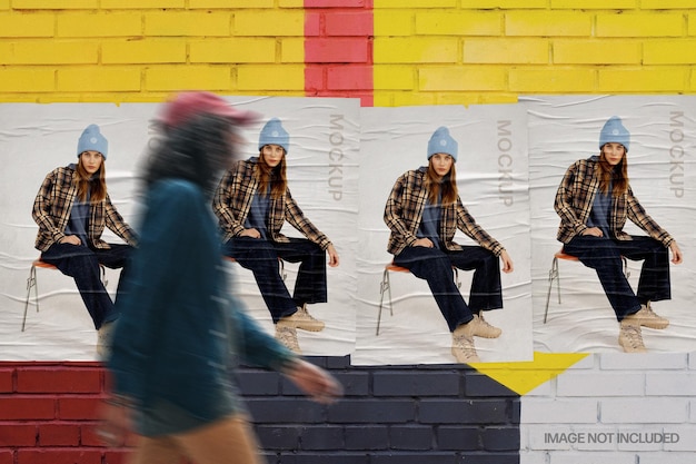 outdoor glued poster mockup