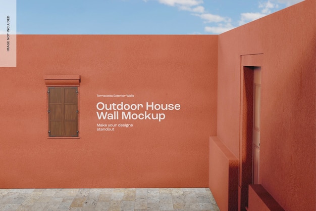 Outdoor house wall mockup, left view