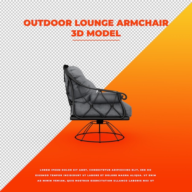 Outdoor lounge armchair 3d isolated model