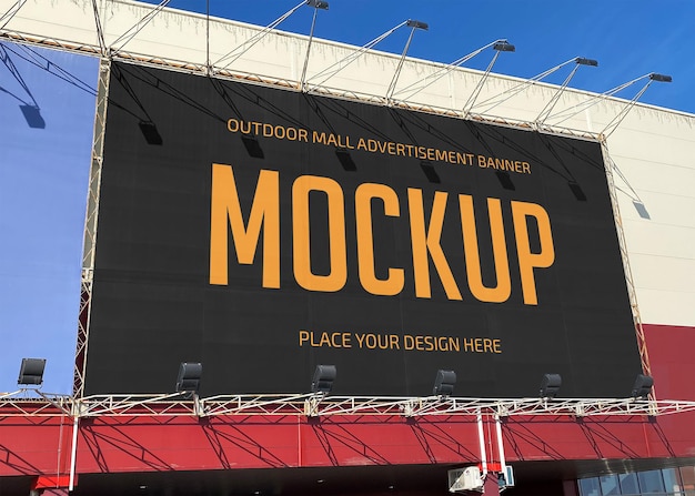 Outdoor mall advertisement banner mockup