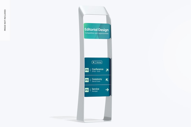 PSD outdoor signage stand mockup, left view