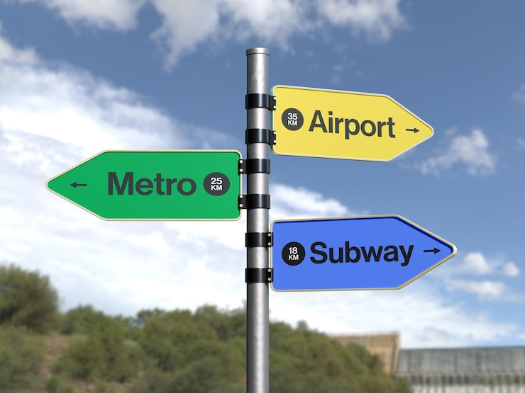PSD outdoor street direction sign mockup