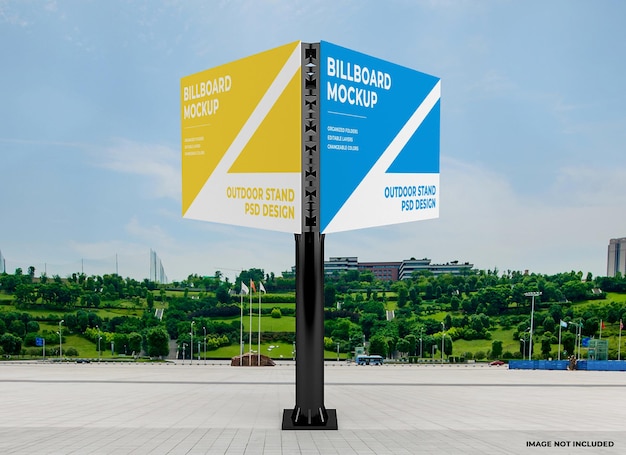 Outdoor triangle billboard mockup template