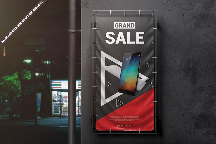  Outdoor wall banner mockup