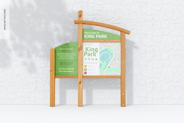 PSD outdoor wayfinding signage mockup, perspective