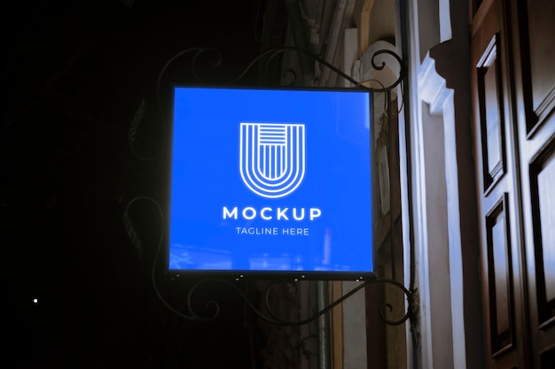outdoors business light sign mock-up
