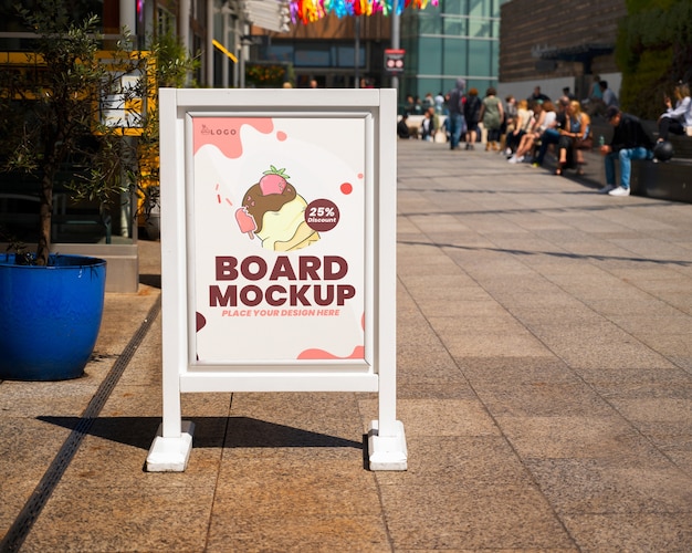 PSD outdoors promo board mock-up for ice cream