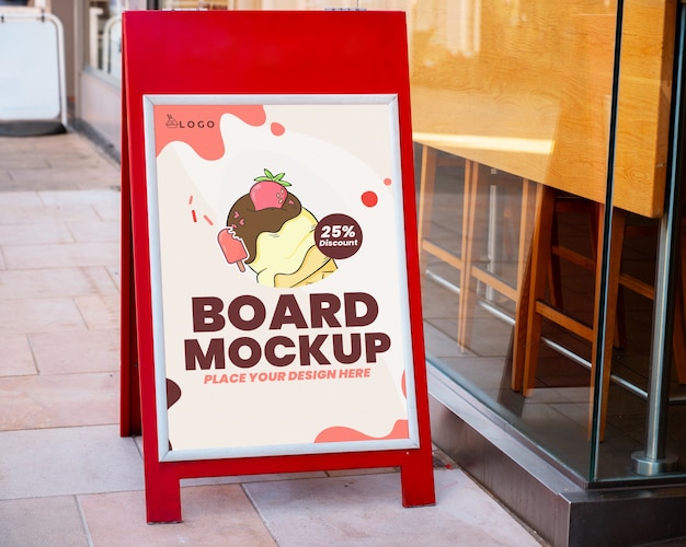 PSD outdoors promo board mock-up for ice cream