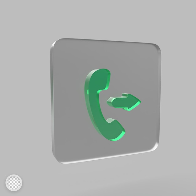 PSD outgoing call icon with glass effect 3d render illustration