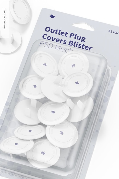 outlet plug covers blister mockup, close up