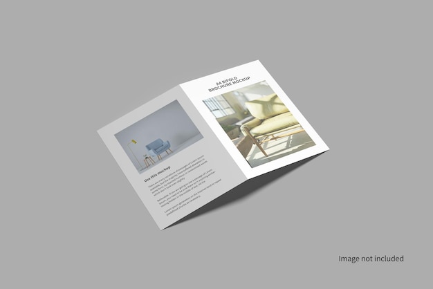 PSD outside of bi fold brochure mockup high angle view