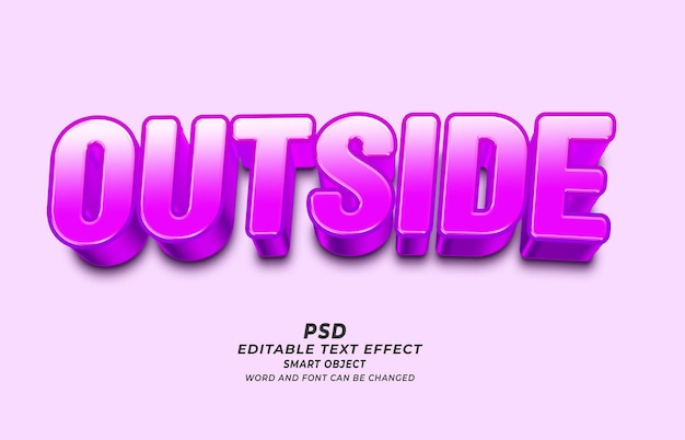 outside psd 3d editable text effect