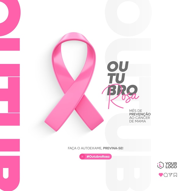 Шаблон для социальных сетей outubro rosa на португальском языке для бразильского праздника