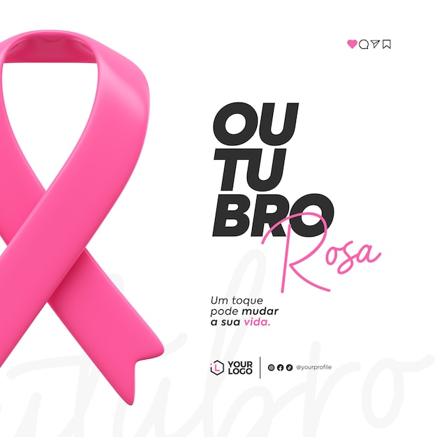 PSD outubro rosa social media template in portuguese for brazilian celebration