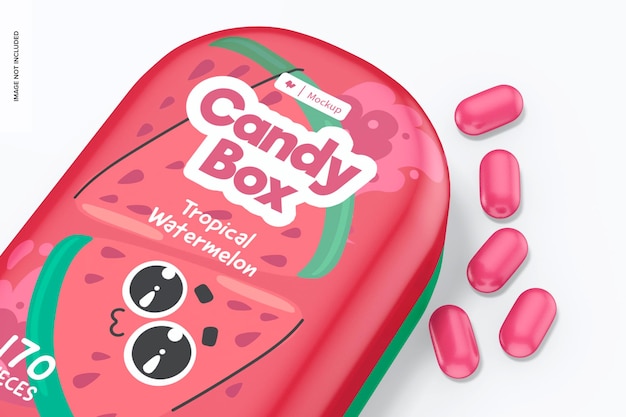 Oval Candy Plastic Box Mockup, Close Up