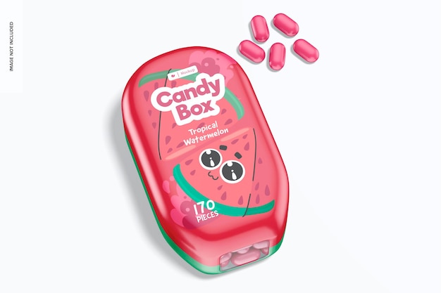 oval candy plastic box mockup, top view