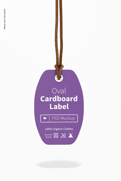 Oval Cardboard Label with Leather Rope Mockup