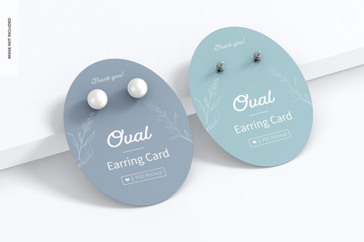  Oval earring cards mockup, leaned