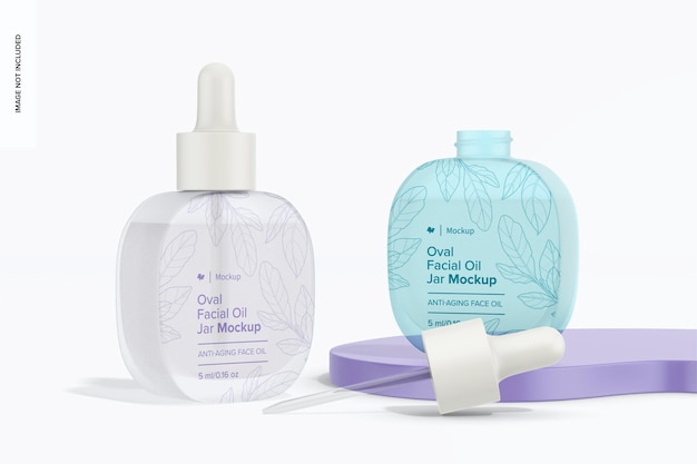 oval facial oil jars mockup opened and closed