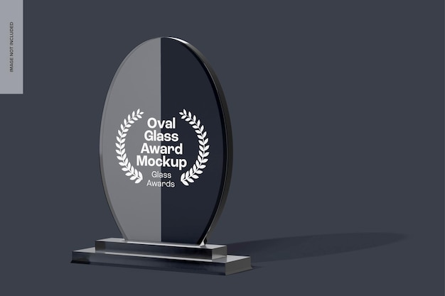 Oval Glass Award Mockup, Right View