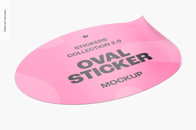 Oval glossy sticker mockup, perspective