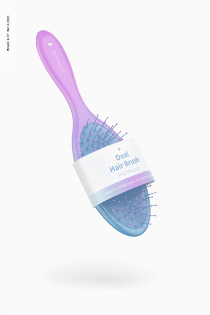 Oval Hair Brush with Label Mockup, Falling