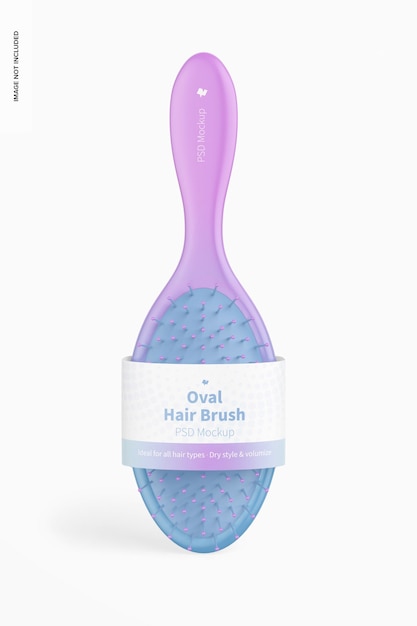 Oval Hair Brush with Label Mockup, Front View