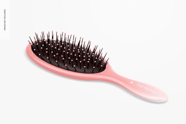 PSD oval hair brushes mockup, isometric view right