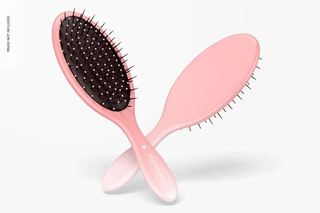 PSD oval hair brushes mockup