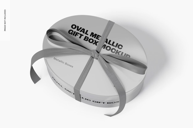 Oval metallic gift box mockup