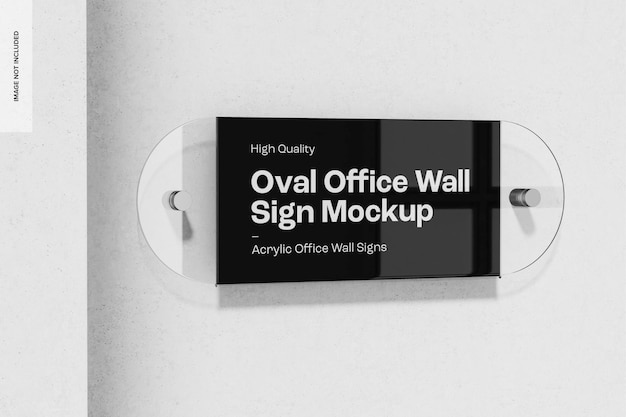 Oval office wall sign mockup, left view