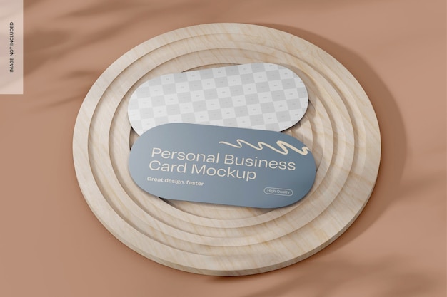 PSD oval personal business cards mockup high angle view