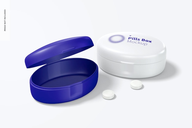 Oval pills box mockup