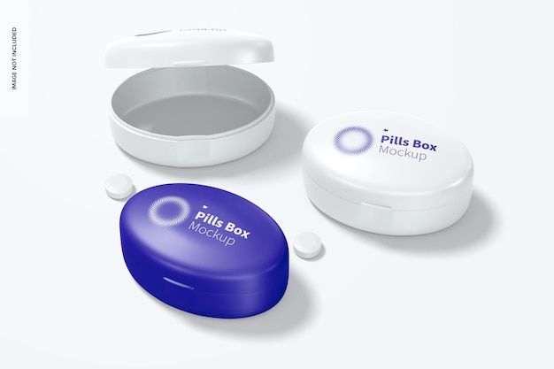 oval pills boxes mockup, perspective