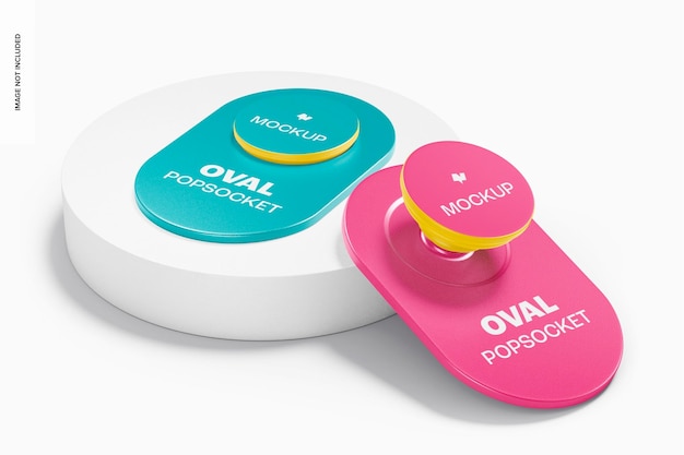 Oval popsockets mockup, perspective