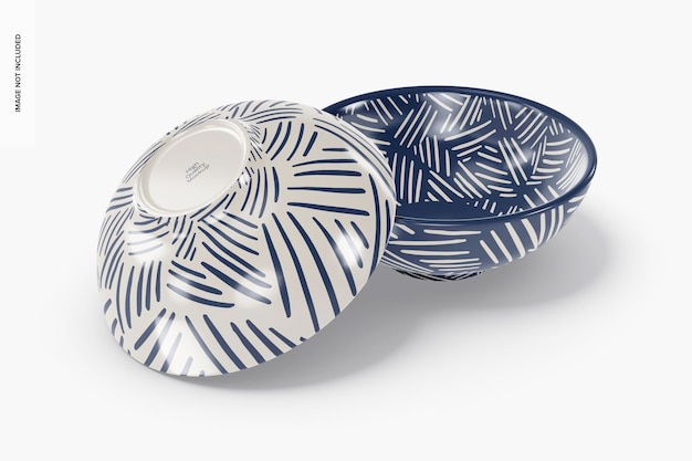 PSD oval porcelain bowls mockup