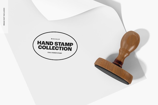 PSD oval rubber stamp mockup, top view