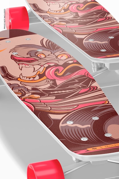 Mockup di skateboard ovale, primo piano